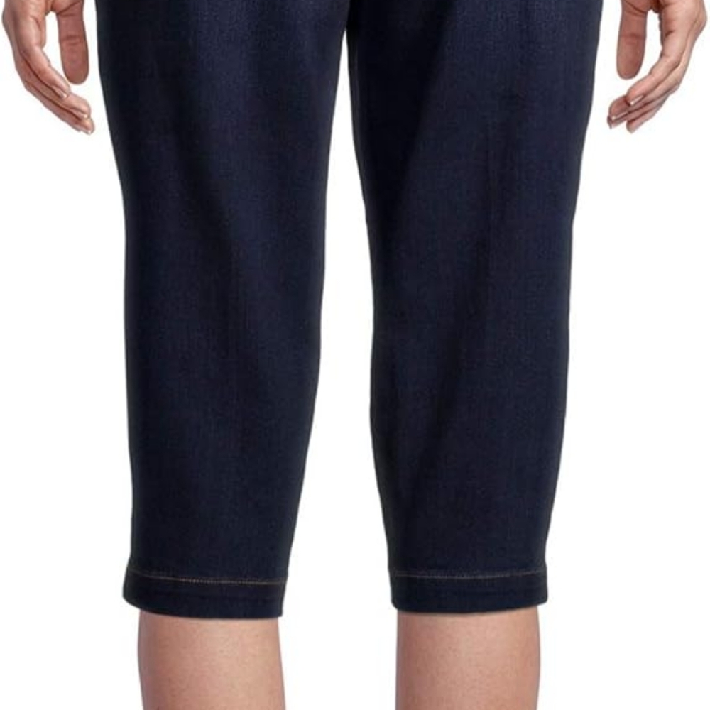 TIME N TRU 2PR CAPRIS BLACK & BLUE NWT L(12-14) STRETCH PULL ON - Picture 6 of 6